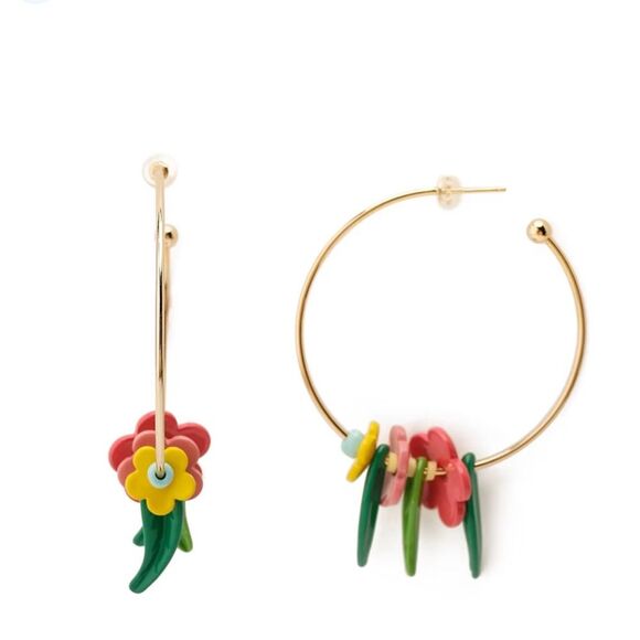 Nwot Roxanne assoulin Colorful Floral Hoop Earrings - Picture 1 of 6